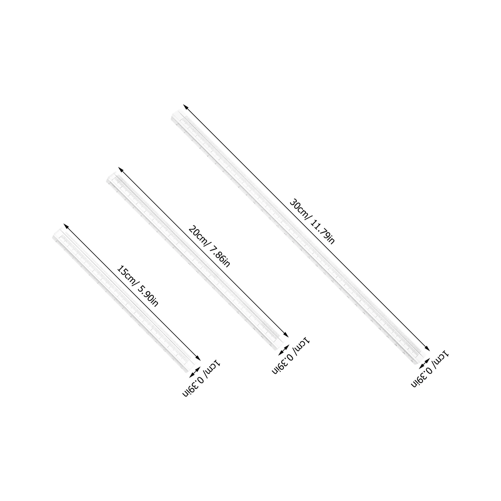 3 قطعة مجموعة مسطرة مستقيمة شفافة سطح قوي مقاوم للخدش مثالي للرياضيات الهندسة صياغة مكتب المدرسة استخدام حاكم