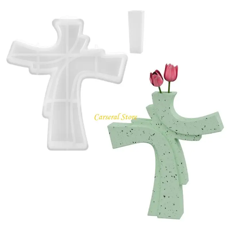 

M4YF Reusable Silicone Crucifix Vase Mold For Handmade Resin Crafts Holiday Gift Giving And Home Creative Decoration