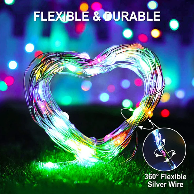 Imagem -03 - Outdoor Led Solar Fairy String Lights Impermeável Decoração do Jardim Guirlanda Modos Fio de Cobre Rua Pátio Natal