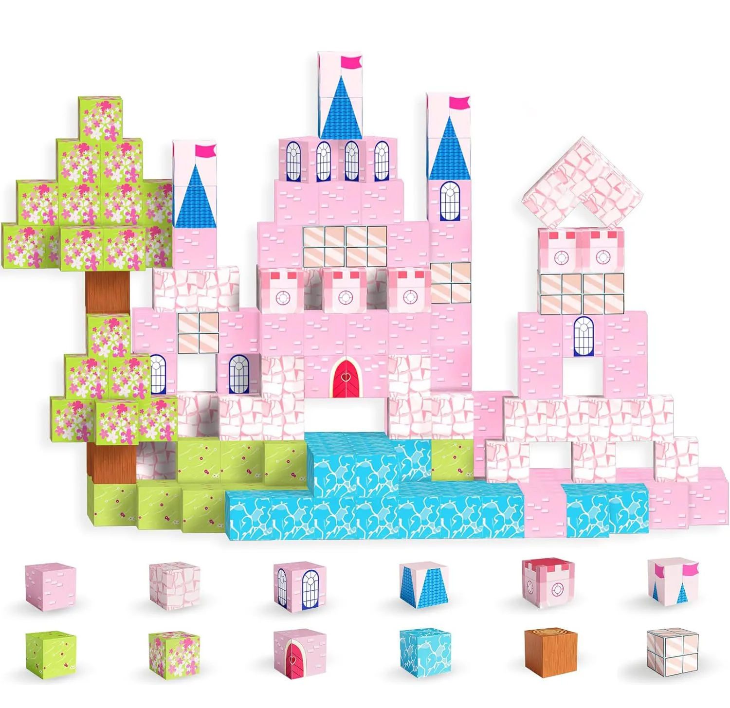 

Магнитный замок принцессы, игрушки, магнитные строительные блоки, кубики, набор STEM, Монтессори, сенсорное образование, обучающий подарок