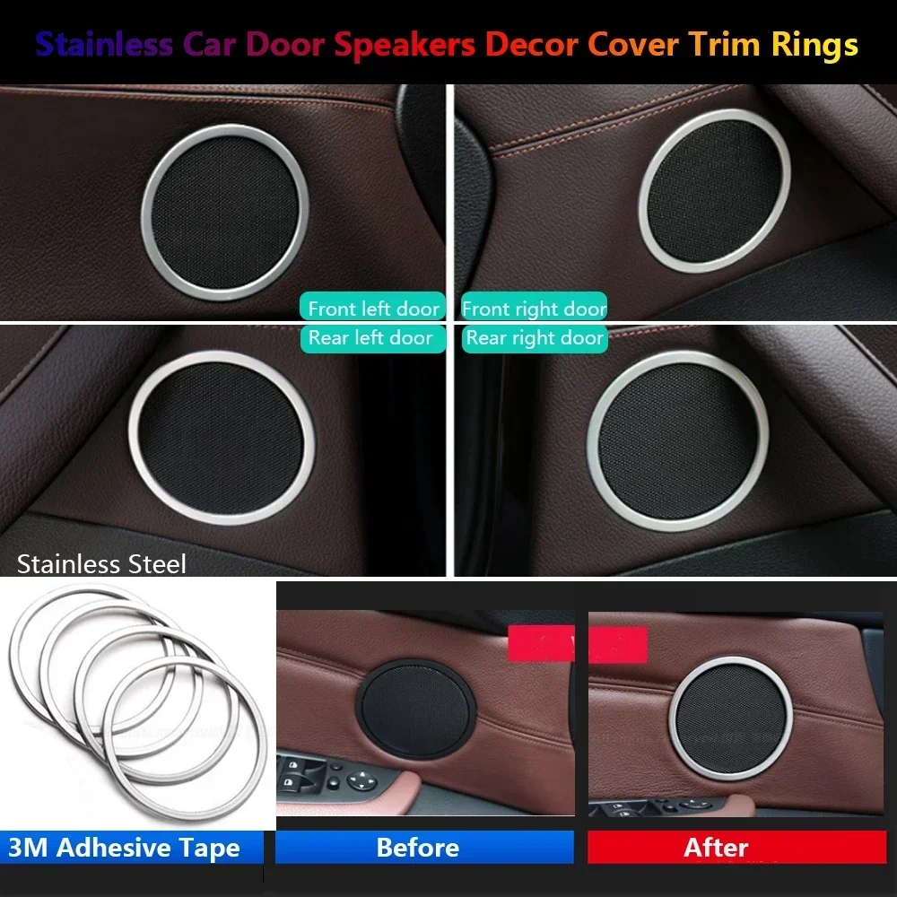 

Для BMW X5 E70 X6 E71 E72 5 серии GT F07 наклейки на внутреннюю отделку аксессуары металлическая дверь автомобиля динамик звуковой сигнал кольцо защитная крышка