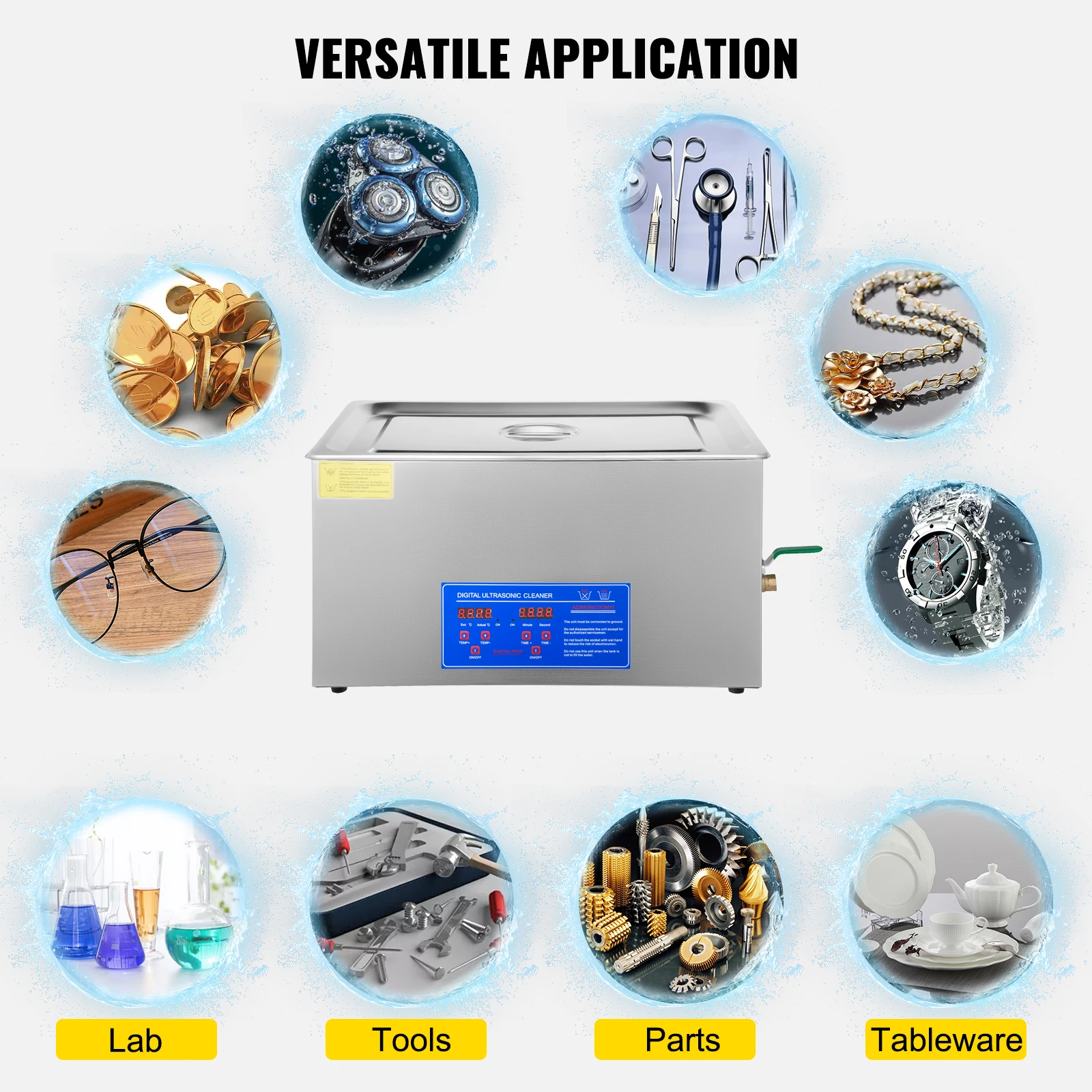 VEVOR Ultrasonic Cleaner 1.3L 2L 3L 6L 10L 15L 22L 30L  Lave-Dishes Portable Washing Machine Diswasher Ultrasound Home Appliance