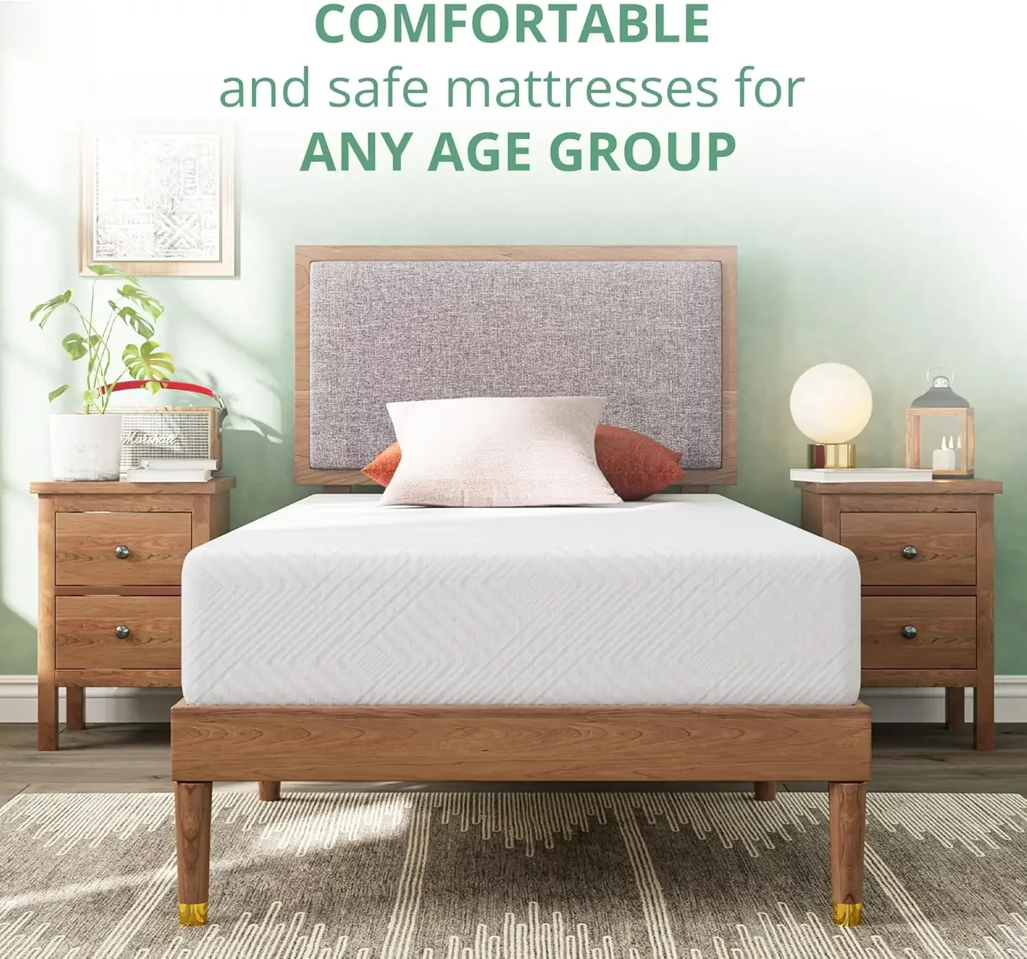 6 インチ グリーン ティー メモリー フォーム マットレス - ボックス入りツイン マットレス - 米国認定グラスファイバー フリー マットレス -