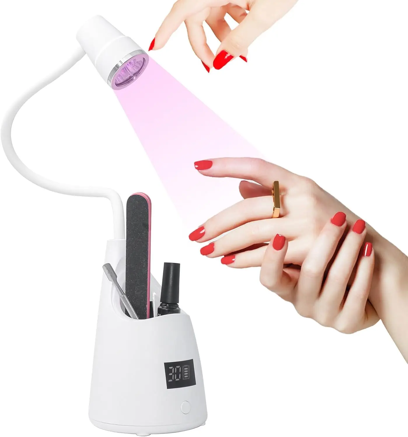 مصباح أظافر جل يعمل باللمس، ضوء LED بالأشعة فوق البنفسجية قابل لإعادة الشحن مع مؤقت، مجفف معقوفة، علاج سريع للاستخدام المنزلي والمحترف