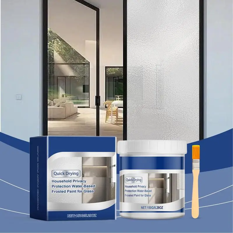 Frosted Glass Paint 150g Glass Privacy Paint with Brush Waterproof and UV Resistant Paint for Window Shower Room Bathroom