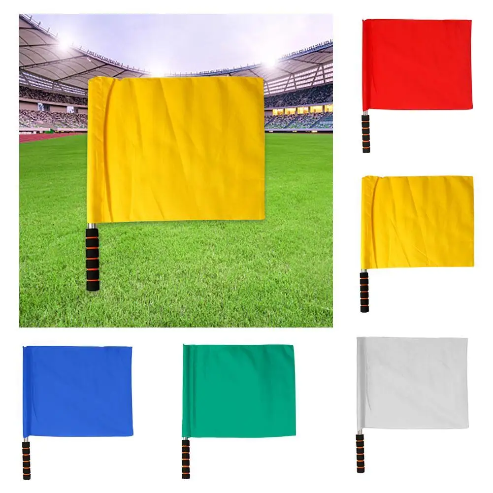 1 Uds. Bandera de árbitro de fútbol rojo blanco amarillo azul verde suministros de señal bandera comando árbitro entrenamiento de competición fútbol Fla M3w3