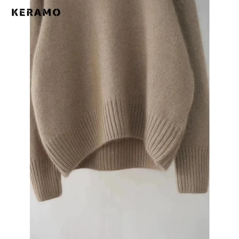 Women\'s Vintage Casual Knitting Long Sleeve Pullovers 2023 Winter Fashion Turtleneck Solid Ladies Loose Female Warm Sweater Top