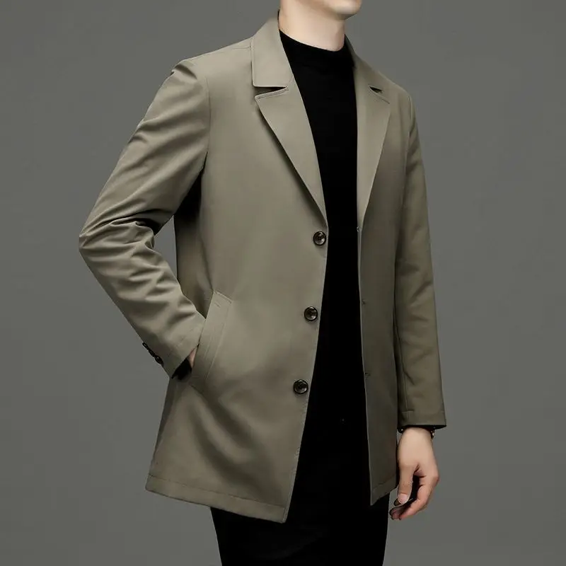 X824-Chaqueta de traje larga para hombre, cortavientos informal de negocios, tops holgados de longitud media de talla grande, novedad de 2023