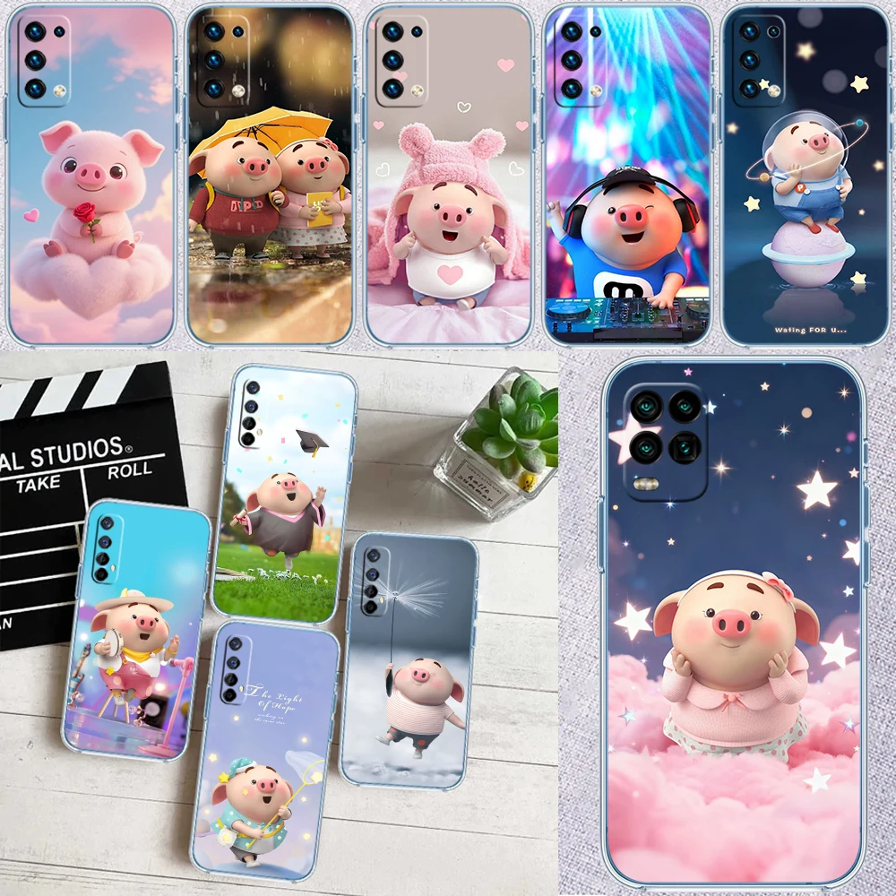 FX45 Little Pig Cartoon Transparent Phone Case for Samsung Galaxy A04 A04S A14 A23 A34 A54 M23 M33 M52 M53
