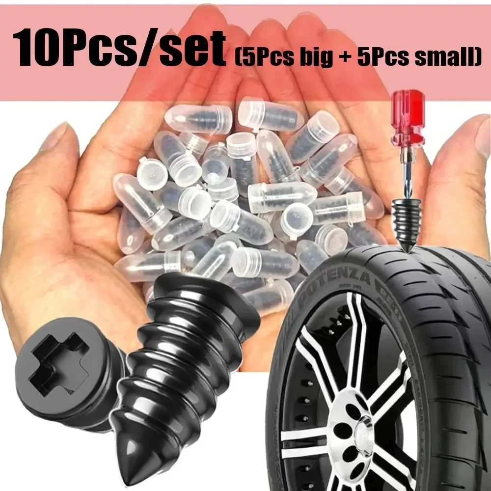 10/30Pcs Tire Repair Nail Self-Tapping Screw Rubber Nail Soft Rubber Screw Big Small Size For Car Motorcycle Truck Scooter Bike