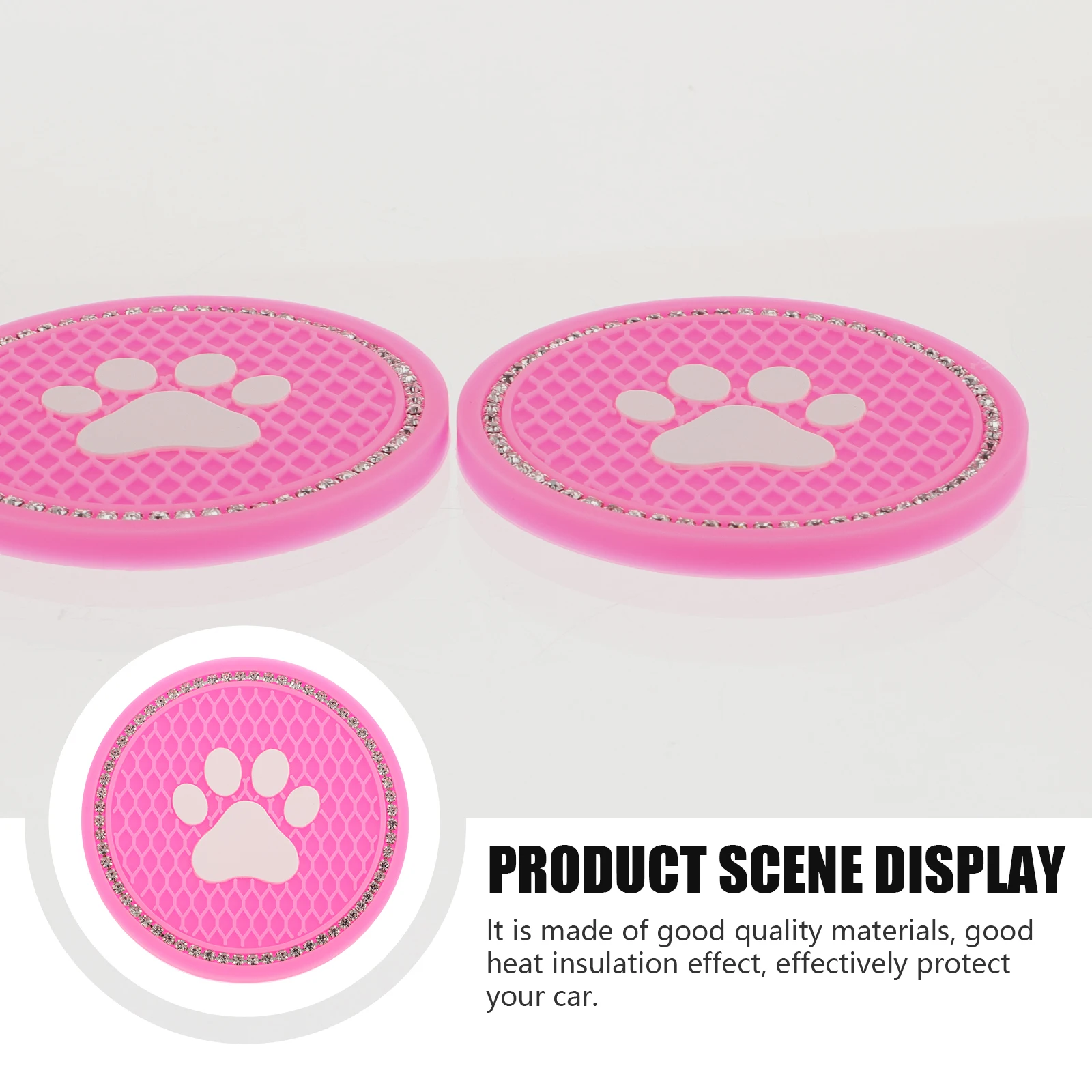 

2 pcs Cat Paw Coaster Cup Holder Square Diamond Mat PVC Lovely Car Coasters Pad Heat Insulation Beverages Rack Vintage Design
