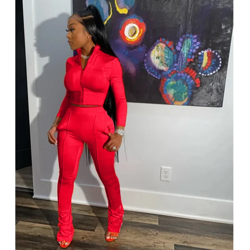 Spring 2026 European And American Fashion Casual Solid Color Two-Piece Sports Set