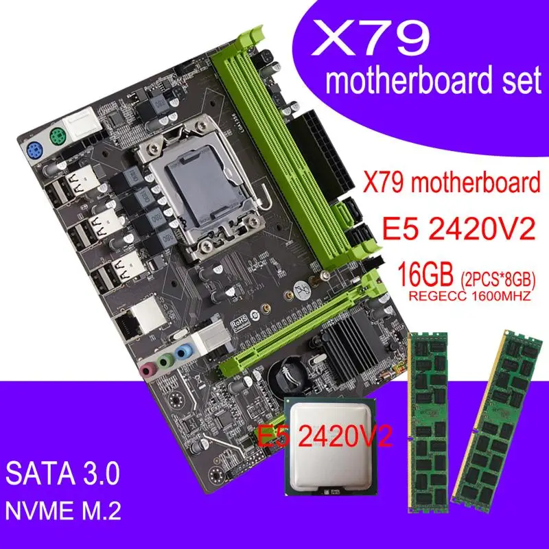 

Комплект материнской платы X79 с Xeon E5 2420 V2 Cpu PCI-16X 8GBx2 16GB 1600 12800R DDR3 Память Ram