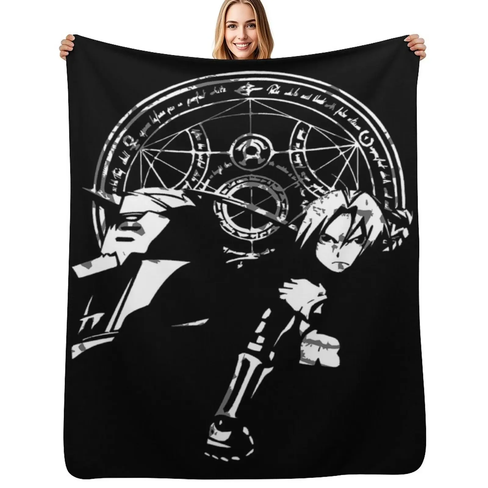 

ed and al elric brothers Throw Blanket Soft Plaid Sleeping Bag Hair blankets and throws Blanket