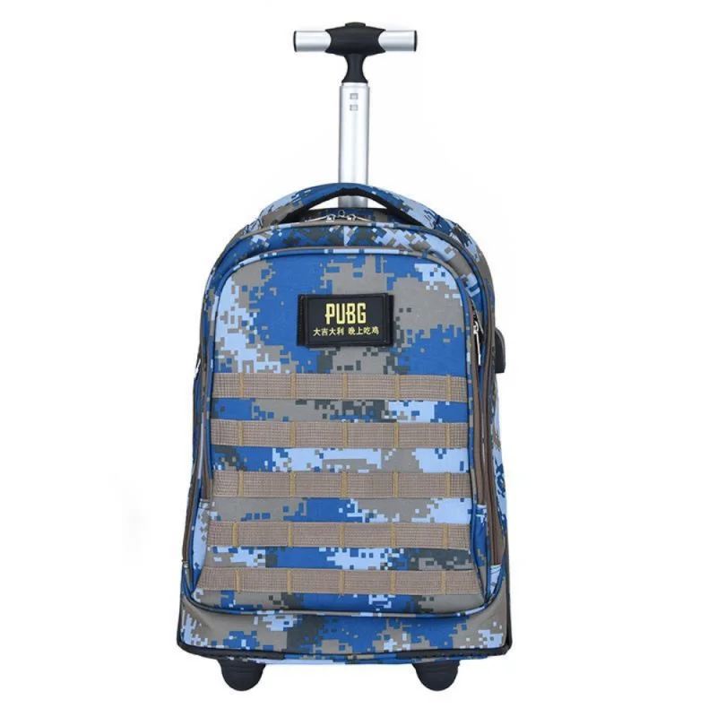 New camo big wheel backpack pull rod case Travel case waterproof usb smart charging luggage luxury bag