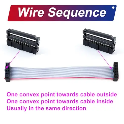 2.54mm płaski kabel taśmowy IDC, FC 20-pinowy przedłużacz żeński do żeńskiego IDE 30cm 3PCS (FF20-30cm-3Pcs)