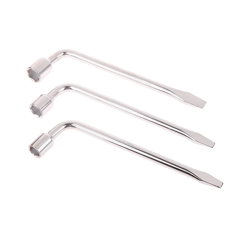 Car Spare Tire Lug Wrench - L Type Hexagonal Head 17/19/21mm Slotted End Socket Repair Tool, Standard Tire Wrench