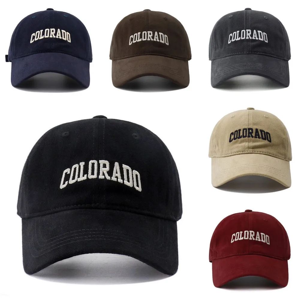 New Colorado Letter Embroidered Baseball Hat Adjustable Sun Protection Visor cap Outdoor Duck Tongue Caps for Women Men Dad Hats