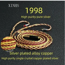XINHS 1998 8-core alloy copper+high-purity single crystal copper plated silver+high-purity pure silver headphone cable