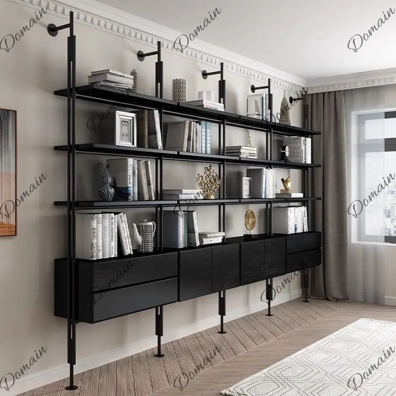 Wabi Sand Wind Multi-layer Bookshelf Wall-mounted Living Room Bedroom Wall-mounted Bookcase Retro Floor-to-ceiling Storage Shelf