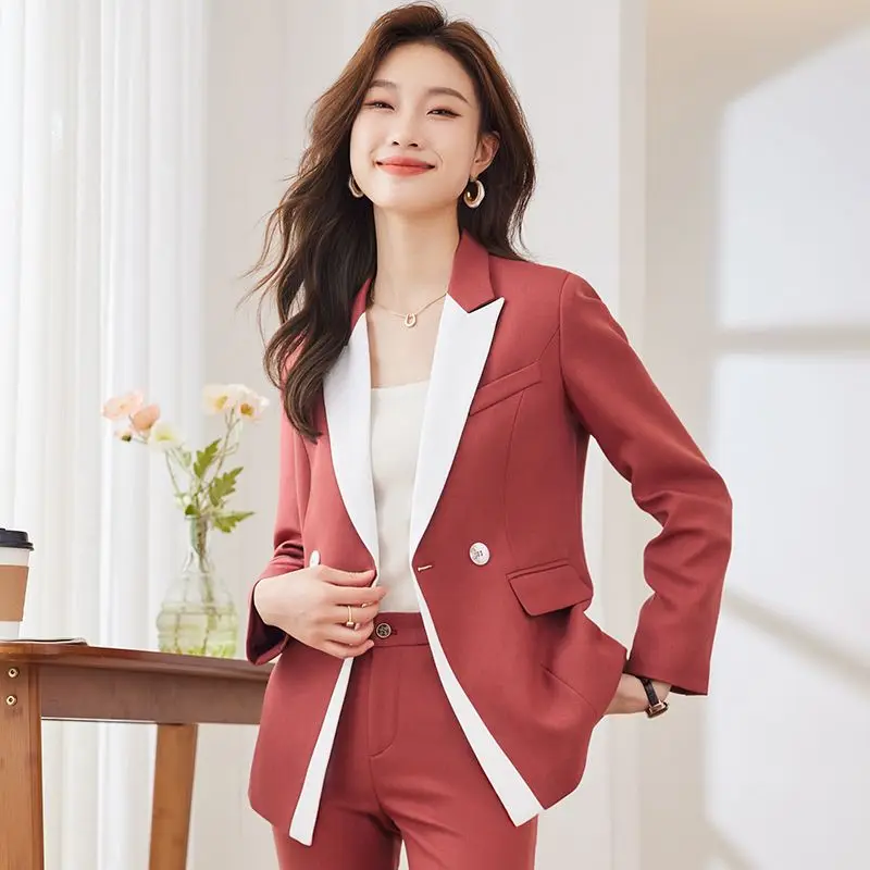 2-A83  Spring 2024 all-match contrast color two-piece suit new style fashion goddesperament leisure high-end small suit