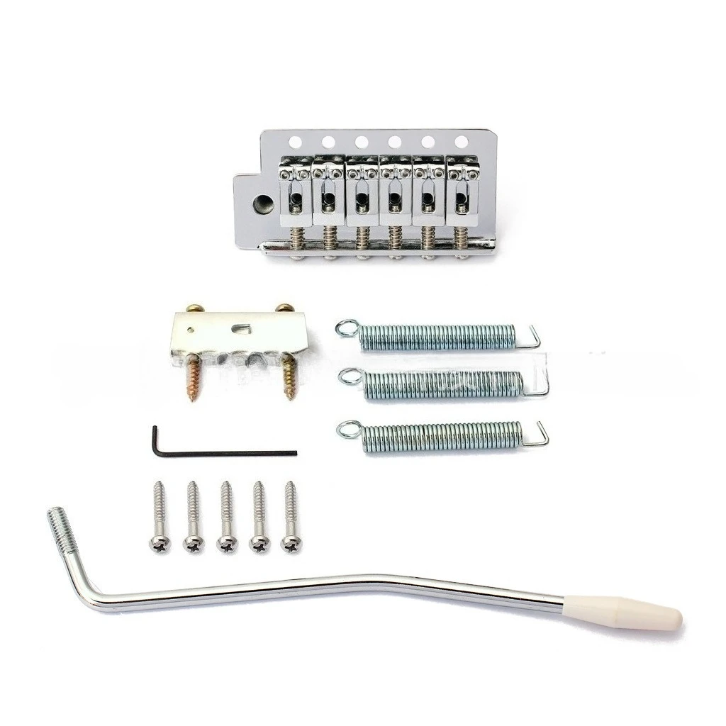 Left Hand ST Tremolo Guitar Bridge Chrome Black With Whammy Bar Complete Hardware For 6‑String Electric Guitar