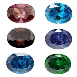 3x5~10x12mm Oval Shape Cubic Zirconia Synthetic Gems 5A Loose CZ Stones Green Sea Blue Coffee Rhodolite Tanzanite Color