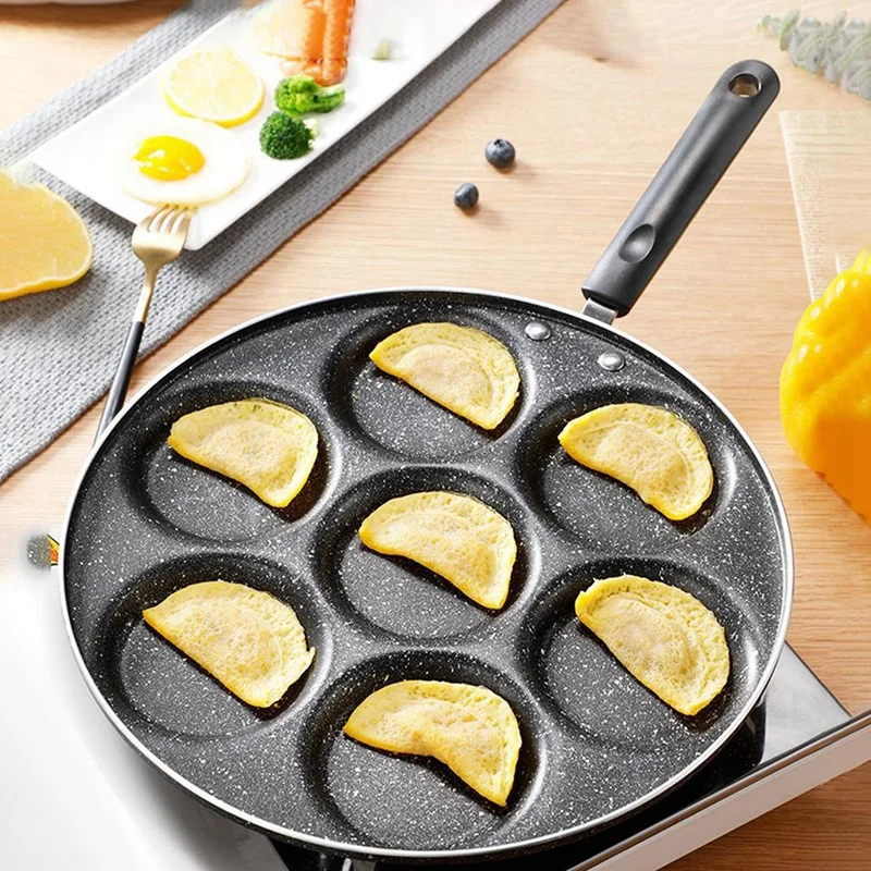 1 PCS 7 Cups Pancakes Frying Pans Breakfast Egg Pan Durable Non-Stick Pan Holes Cooking Egg Ham Pans Pancak Maker Pan Cookware