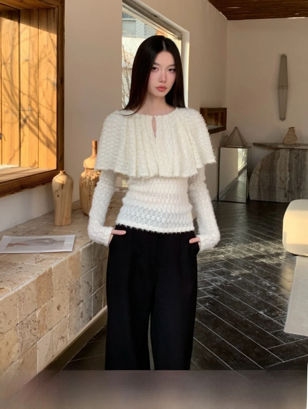 

Женский плащ MOXI Victoria Ele Romantic, новинка осени 2025, с длинными рукавами, повседневная одежда, уникальный дизайн, другие материалы, 100% уникальный дизайн