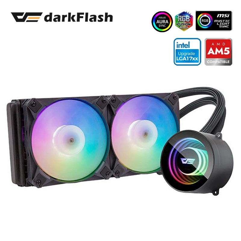 

darkFlash cpu cooler Processor cooler argb 4pin PWM rgb CPU Water Cooling 240mm aio cpu cooler intel LGA 115x 1700 2011 AM3 AM4