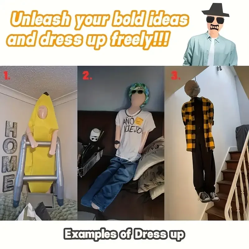 1 دمية قابلة للنفخ - مادة PVC متينة للعب الأدوار - منزل مسكون خارجي/داخلي، ديكور حفلات مبتكر مضحك للترفيه #5