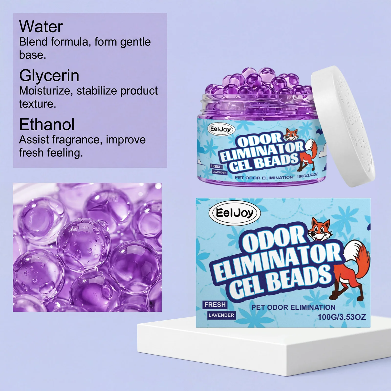 Pet Odor Eliminator Gel Beads Lavender Scent Long Lasting Air Freshener Home Car Pet Odor Neutralizer Deodorizer Beads