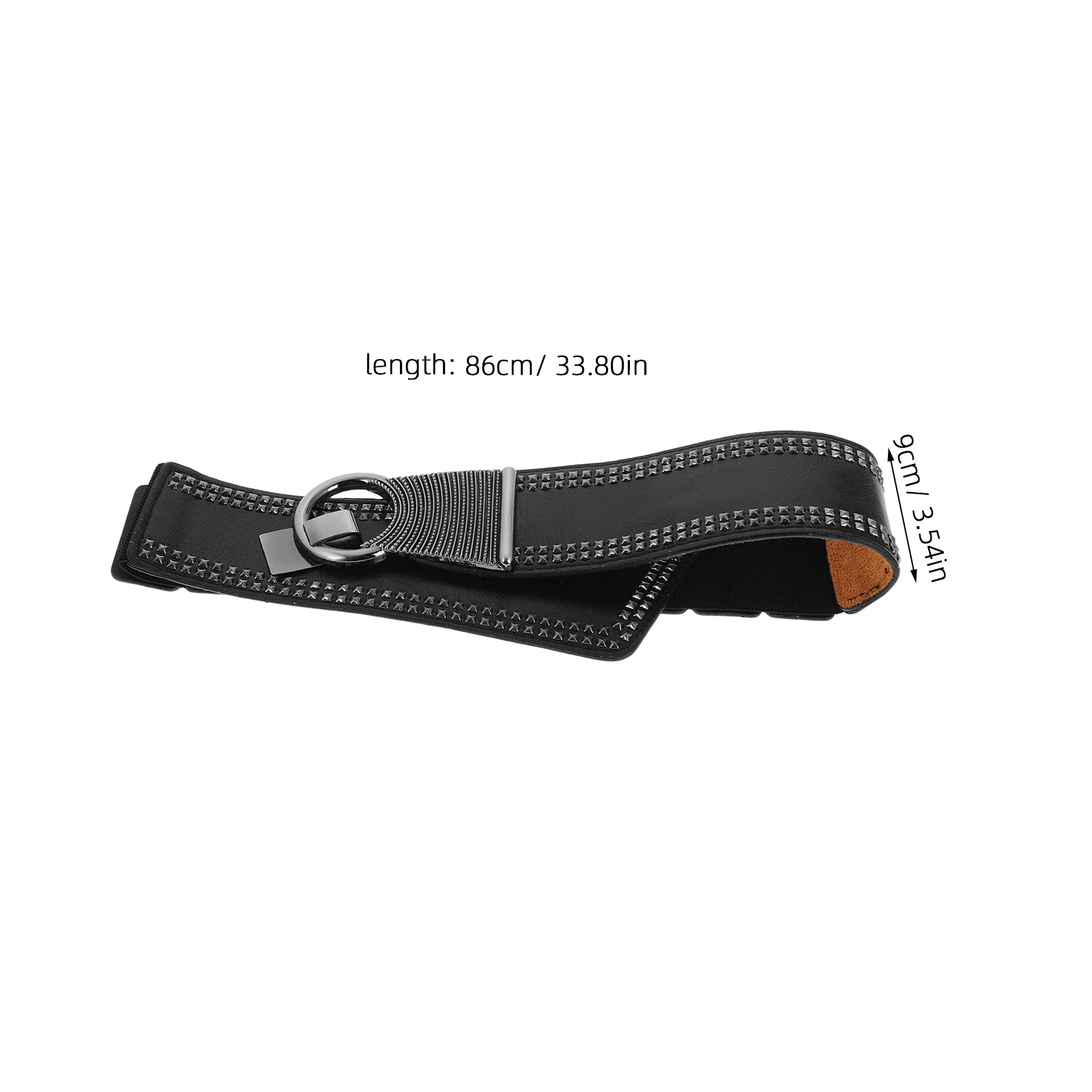 Fashion Punk Style Elastic Waist Belt for Women Wide Studded PU Buckle Belt for Dresses Casual Waistband