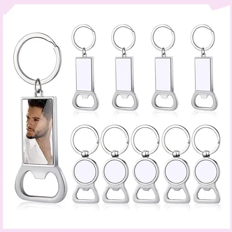 B24B 40 Pcs Sublimation Blank Keychains Sublimation Metal Bottle Opener Blank Key Ring Aluminum Heat Transfer Keychain