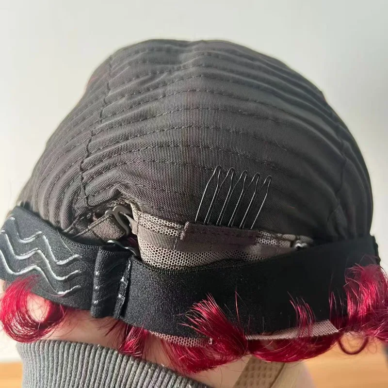 99J Lockige Echthaar-Perücke 13x4 Lace Frontal für Frauen mit Pony, 6 Zoll, Brasilianisches Remy-Haar, Vorgezupfter Natürlicher Haaransatz, Vollperücke – Detail 6