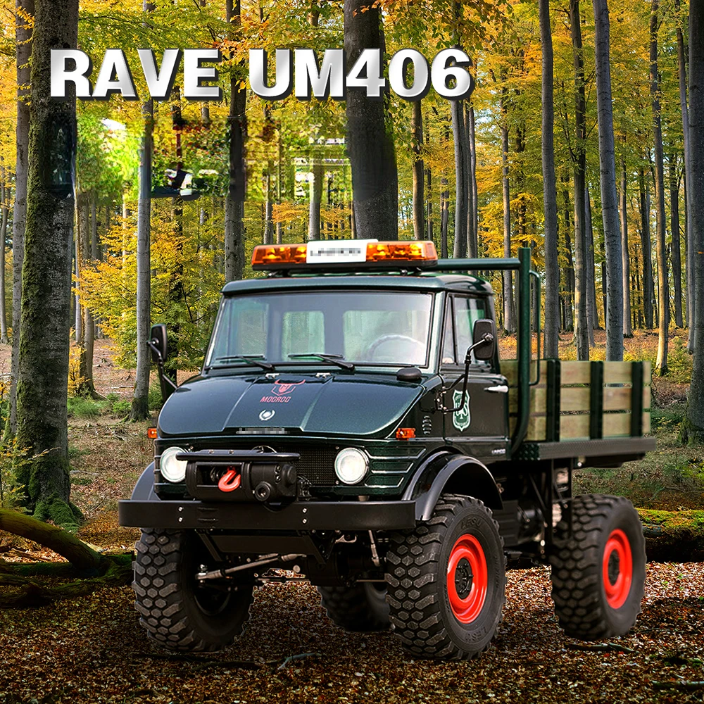 RAVE-UM406 1/10 4X4 RC Off-Road Light Truck Model Lighting System Hill Climb Vehicle Two Speed  RC Car Kit Metal Toy