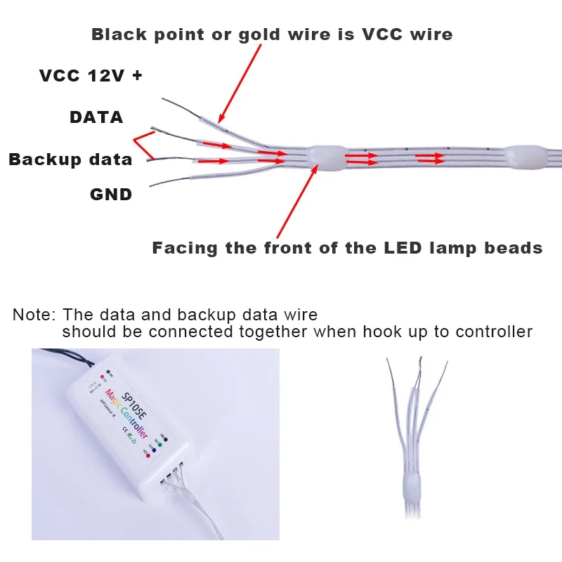 RGBIC Dreamcolor Semente Pixels Fairy String Luzes, Backup Data Line Signal, Break-Point Transmissão Contínua, 12V, WS2815, 4Pin