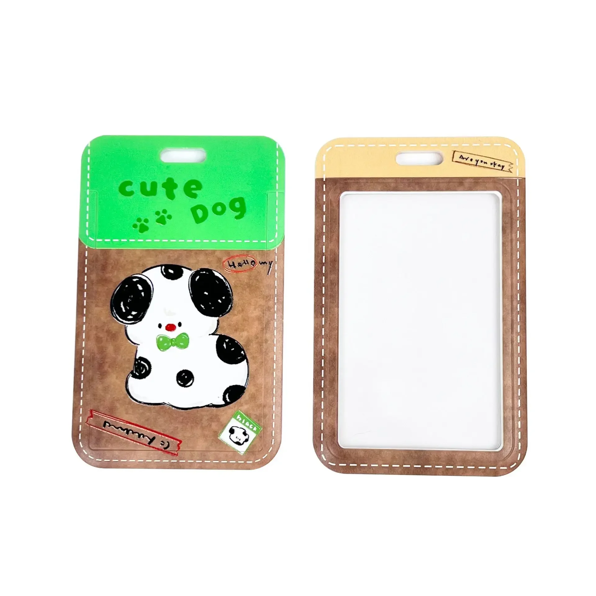 Bonita funda para tarjeta de perro, tarjeteros deslizantes para el Campus, soporte para insignia, ídolo Kpop, soporte para sesión fotográfica, estuche para tarjetas de autobús, tarjetero de crédito