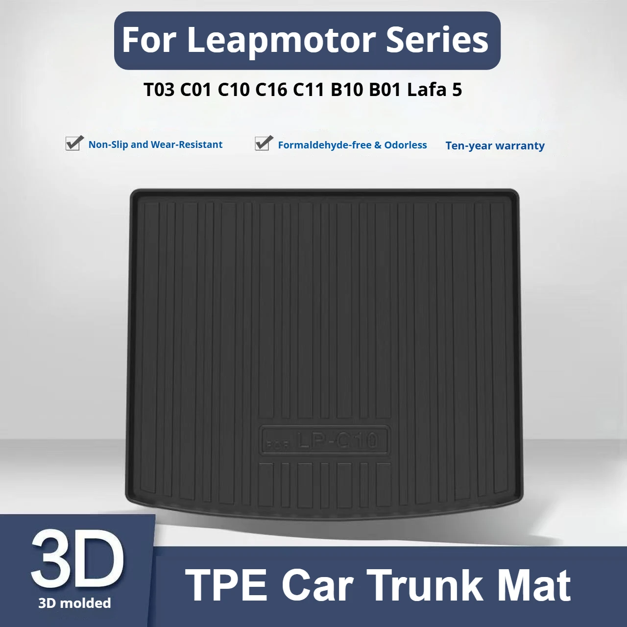 

For Leapmotor T03 C01 C10 C16 C11 B10 B01 Lafa 5 Car Rear Trunk Mat Anti Slip Durable Cargo Liner Protective Pad Auto Interior