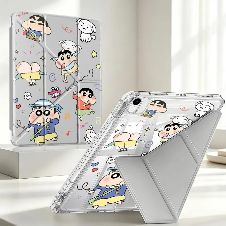Crayon Shin-chan Cute With Pen Slot Cover Tablet Case For iPad Air 8 M2 M3 3 Mini 7 6 5 11th 12th Pro 13 2025 2026 10th Gen 9th
