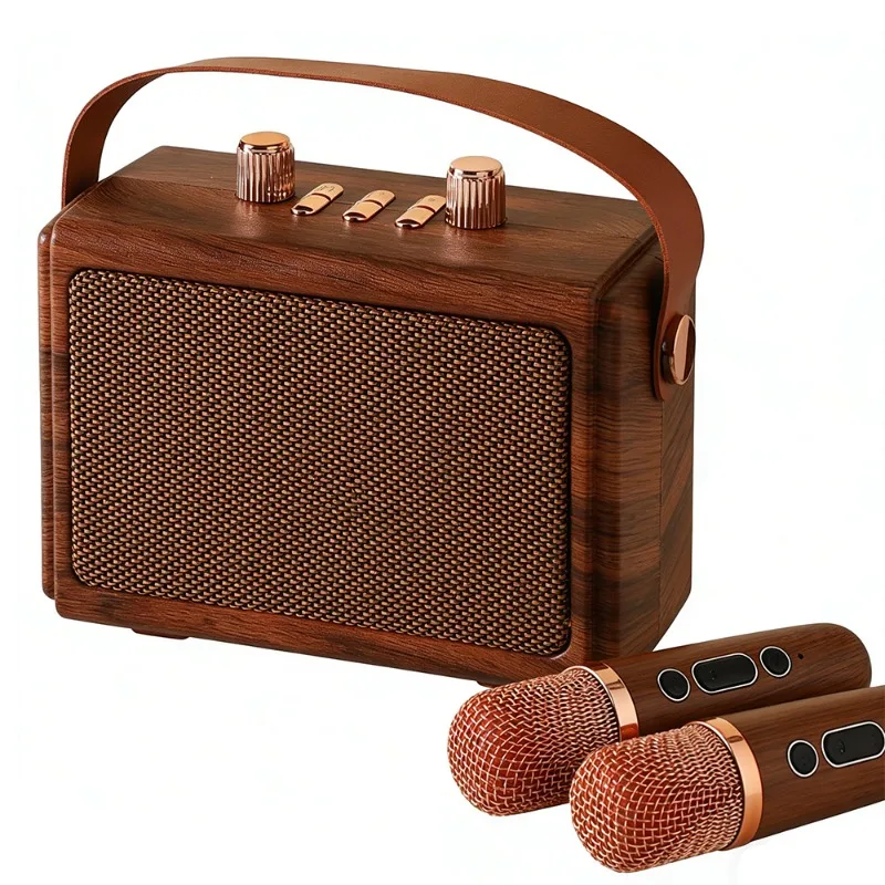 altoparlante-bluetooth-retro-effetto-legno-con-2-microfoni-wireless-macchina-per-karaoke-portatile-audio-surround-3d-per-feste-in-casa