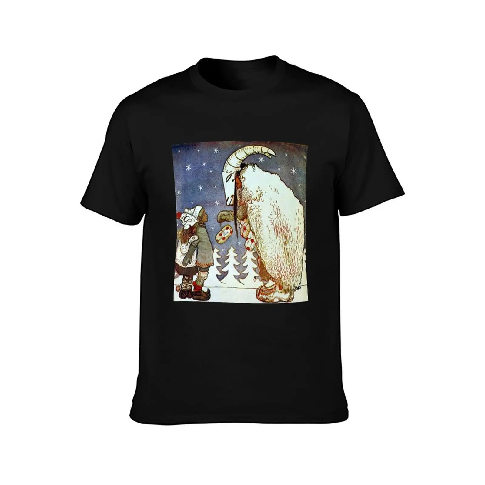 Julbocken (Yule Goat) Greetings- John Bauer T-Shirt Basic Simple Casual Short Sleeve Tee T-Shirt