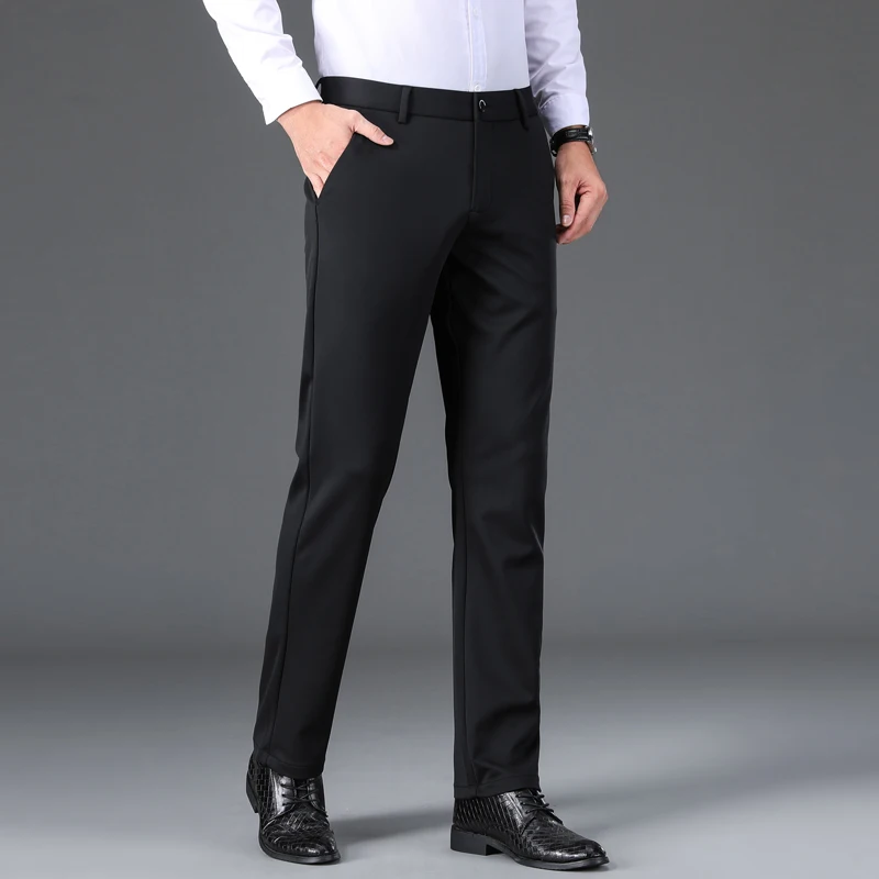 

Nylon four-sided elastic casual pants, men's fashionable and cool high-elasticity pants, autumn new style business straight-leg