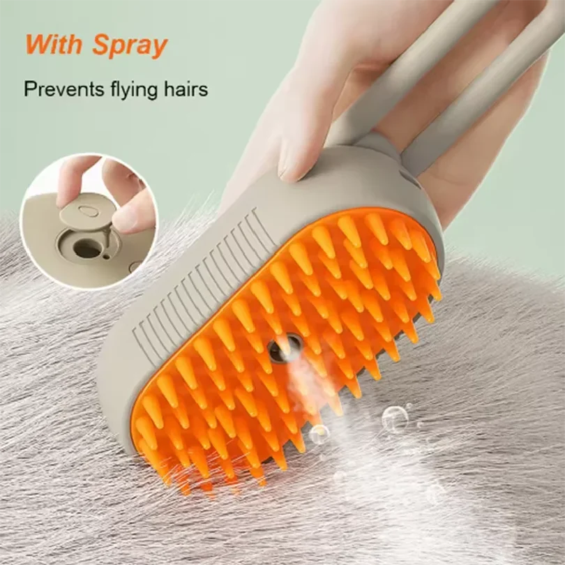 1pc New Cat Dog Pet Spray Massage Brush One Button Steam Spray Folding Rotatable Floating Hair Bath Hair Removal Brush Comb
