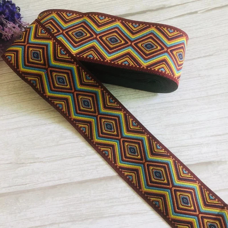 10yards/Lot Wide 5CM Woven Jacquard Ribbon Geometry For Straps Clothing Accessory ZH-4978