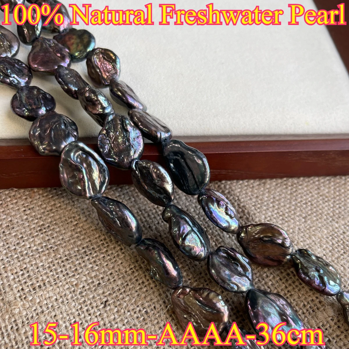 

15-16mm AAAA Clean Factory Wholesale Natural Freshwater Pearl Black Baroque Bead Jewelry Make DIY Necklace Bracelet Women Gift