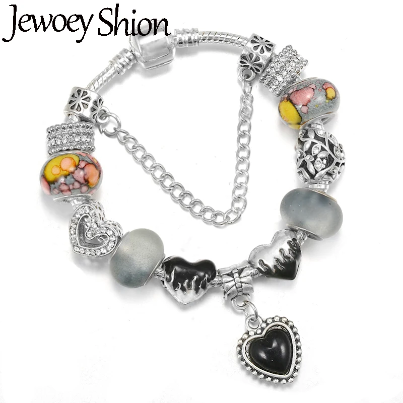 Spade Heart & Splicing Love Beads With Pendent DIY Charm Brand Bracelet Fashion Jewelry For Women & Kids Making Gift New Desgin
