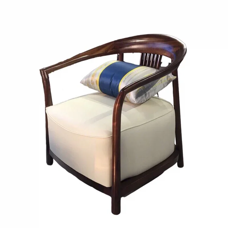 Ebony solid wood leisure chair single sofa chair light luxury sales office hotel clubhouse reception chair
