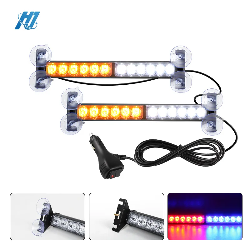 Two Sync Flash Lights with One Controller Emergency Car Interior Led Dash Strobe Light Car Interior Decorative Strobe Light