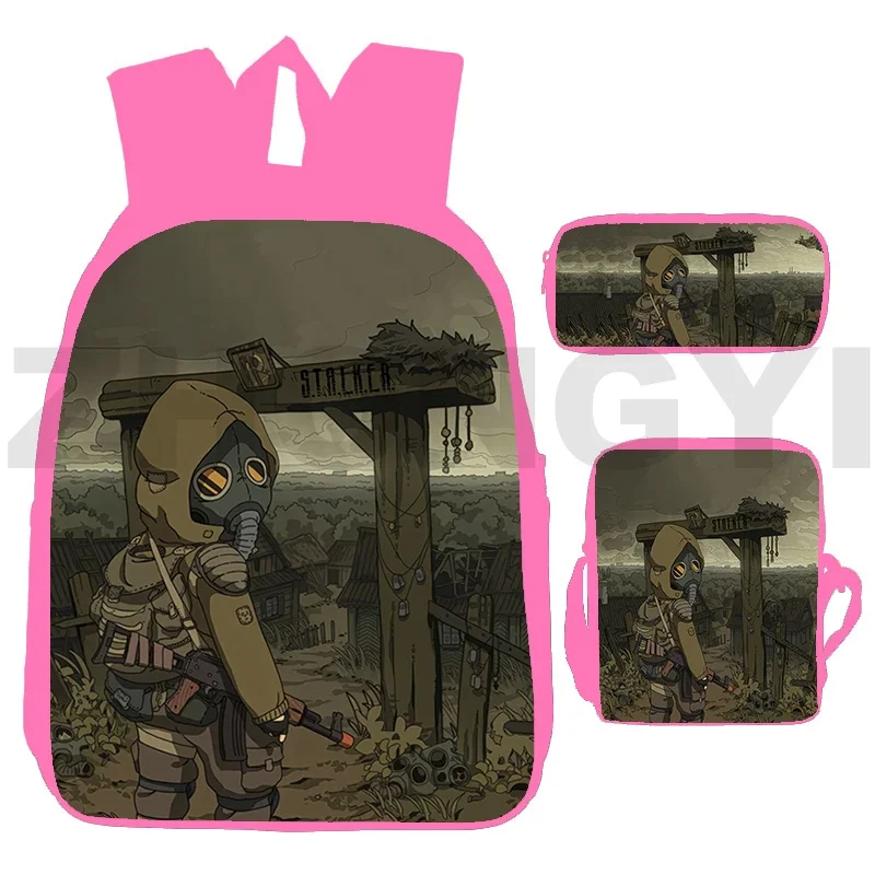 Primary Students 3D S.T.A.L.K.E.R. 2 Heart of Game School Backack 3 Set Cartoon Stalker 2 Shadow Rucksack Laptop Crossbody Bags